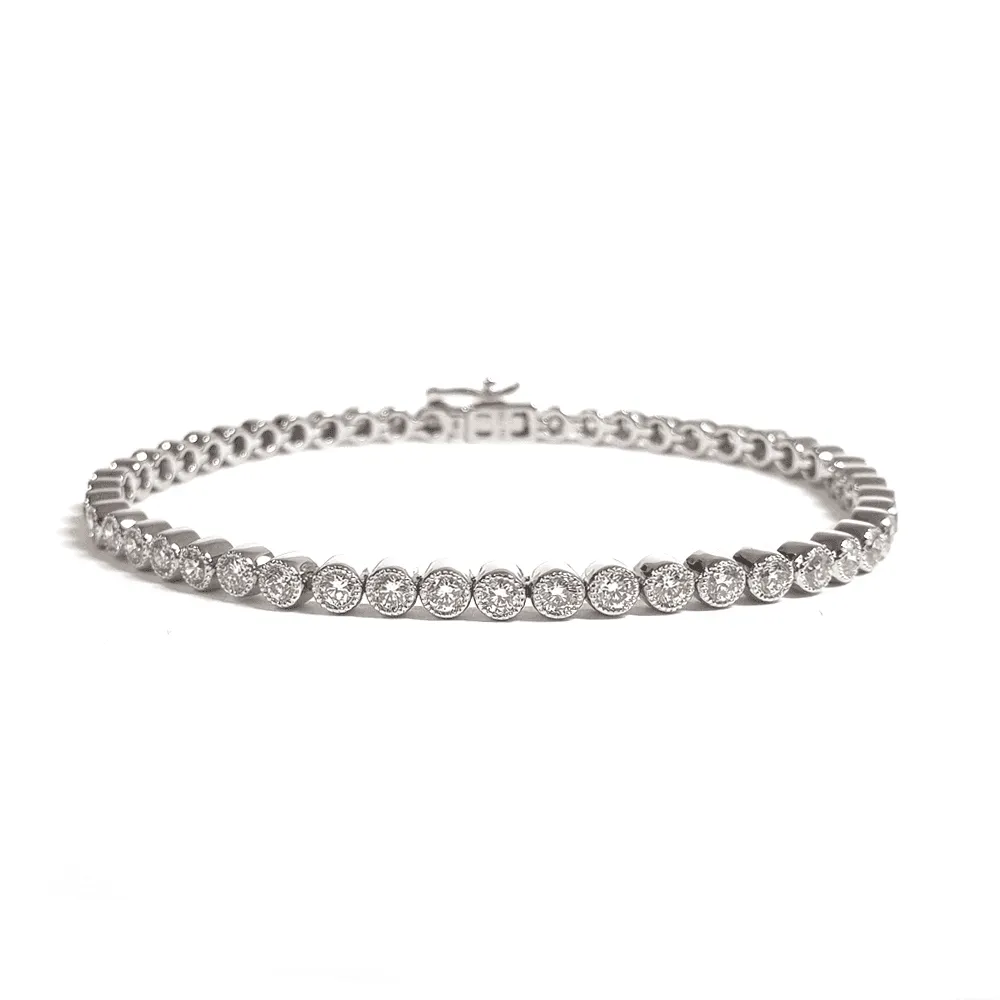 18ct White Gold & Diamond Tennis Bracelet - 3.00ct