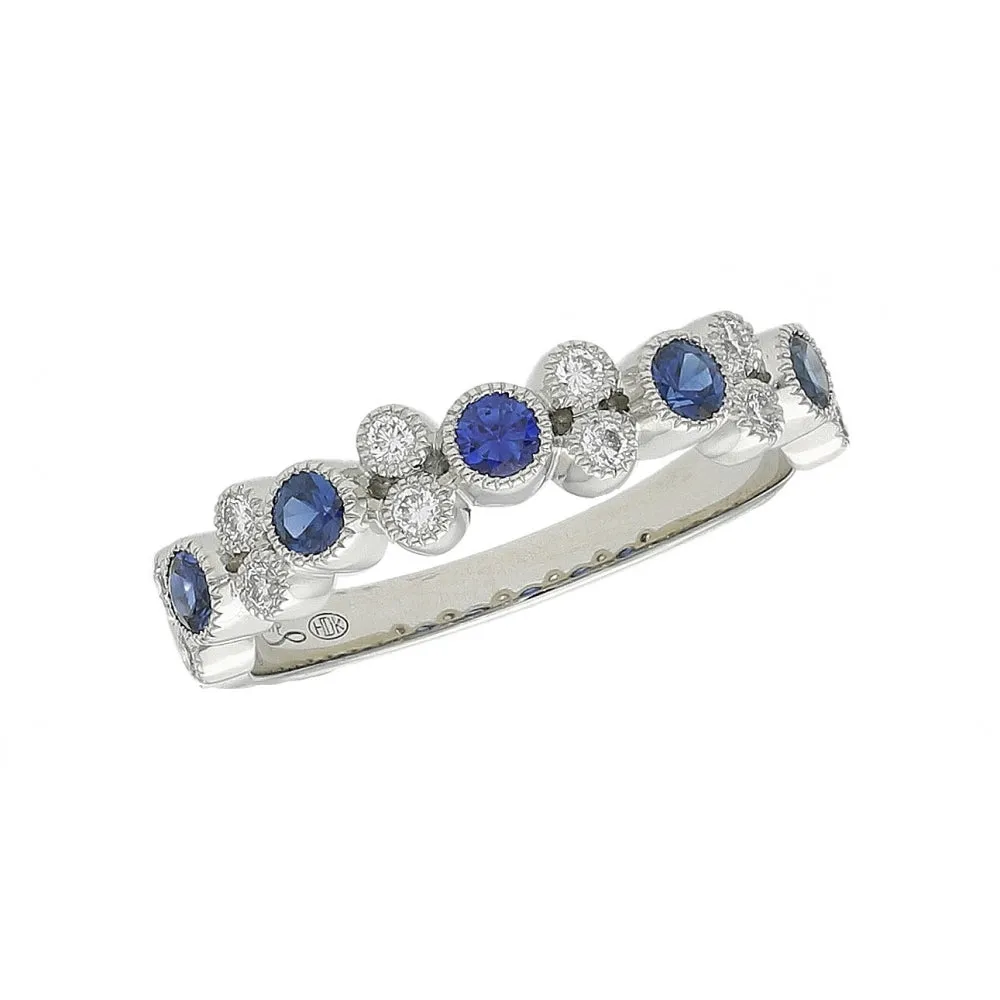 18ct White Gold Sapphire and Diamond Ring, Size N 1/2