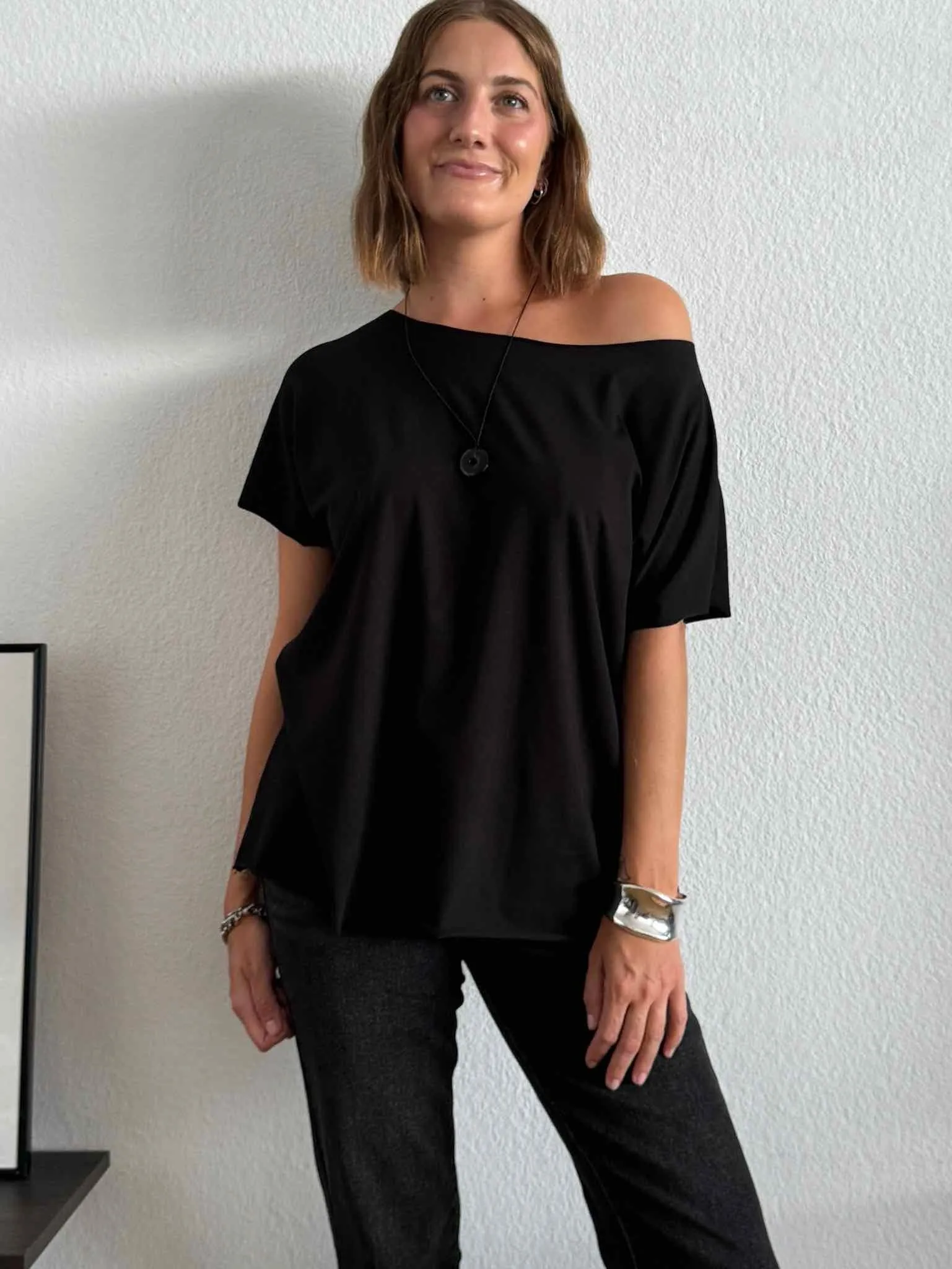 Basic Cutted T-Shirt - Black