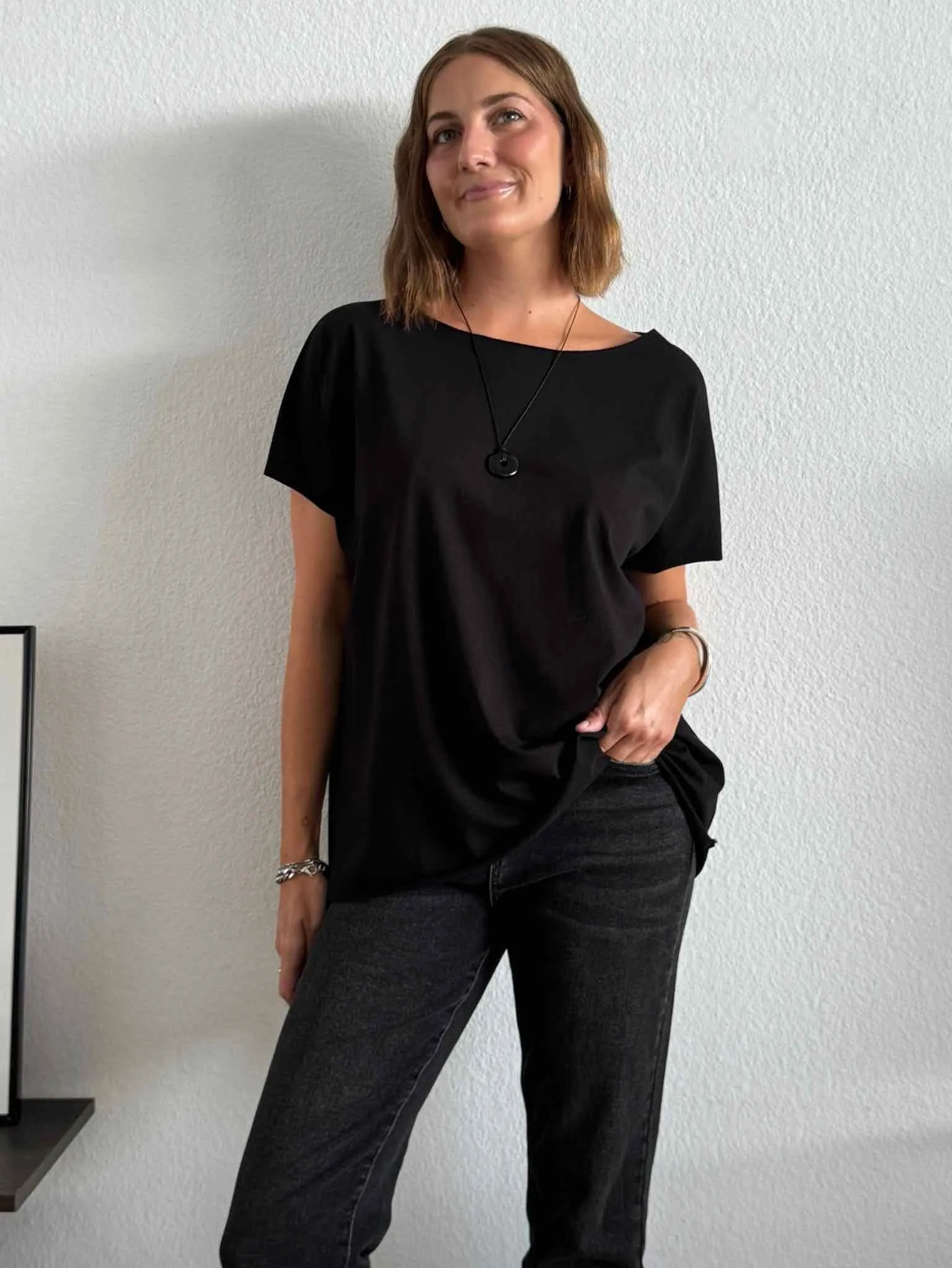 Basic Cutted T-Shirt - Black