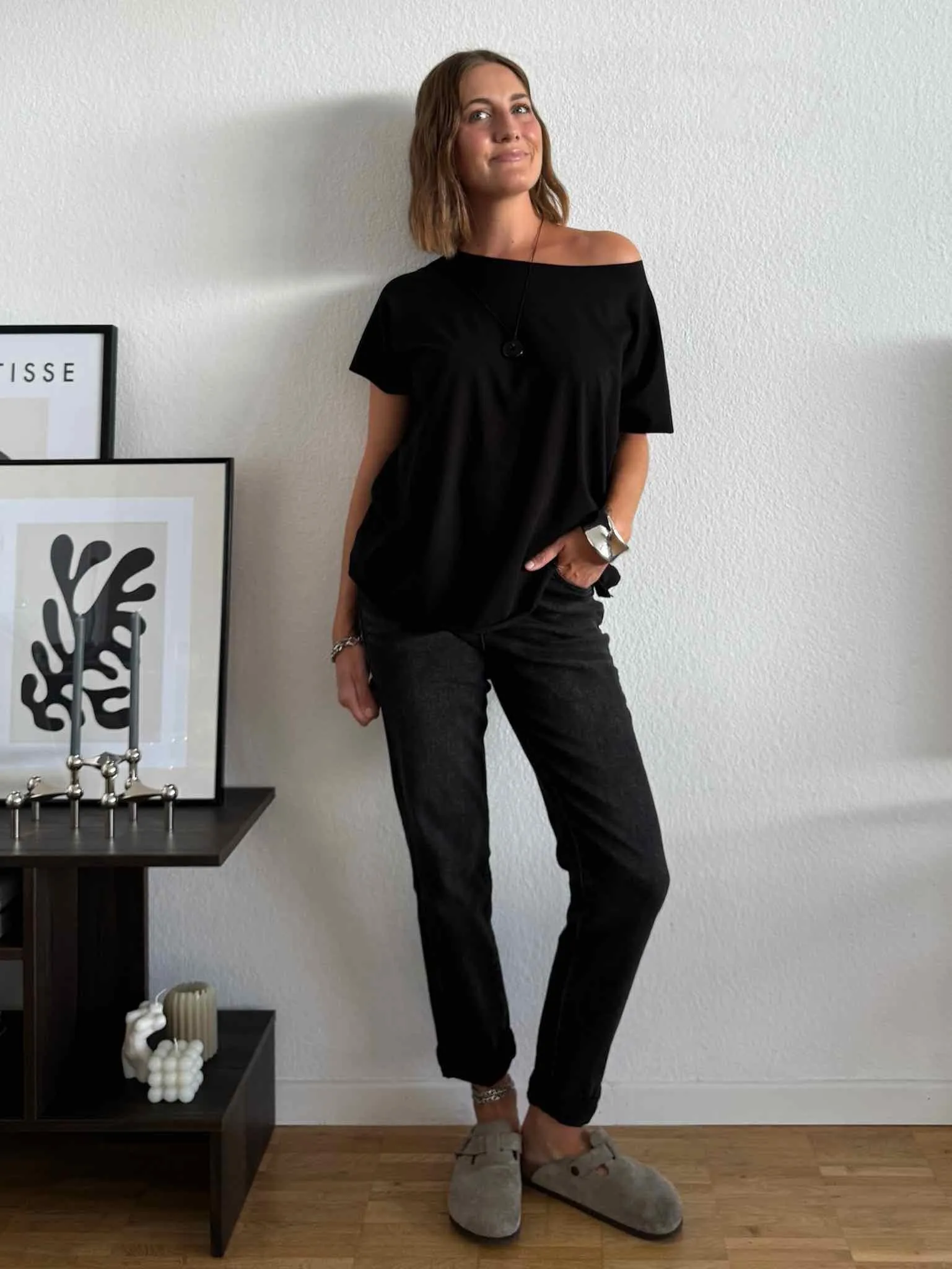 Basic Cutted T-Shirt - Black