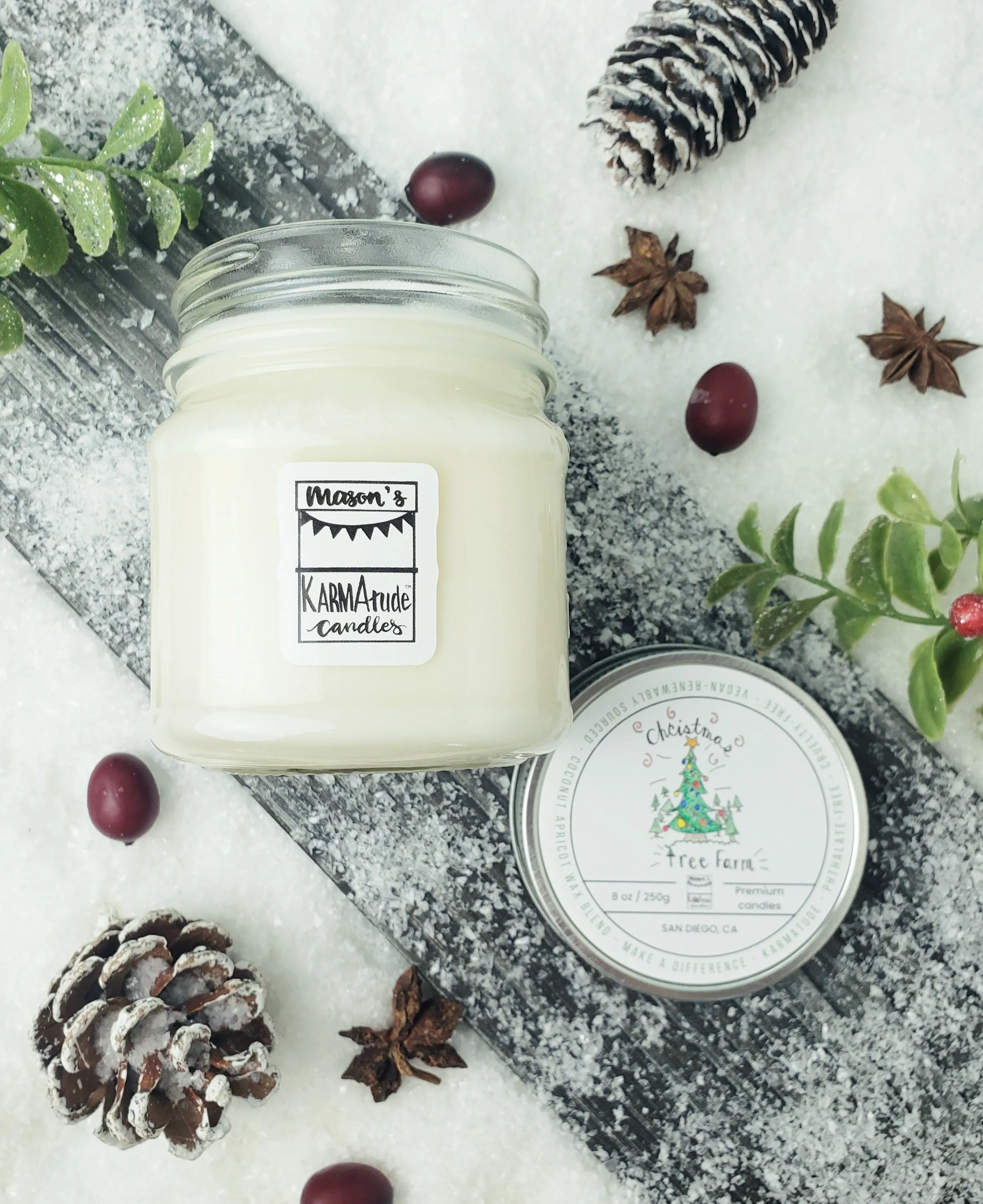 Christmas Tree Farm candle in Mason jar 8oz