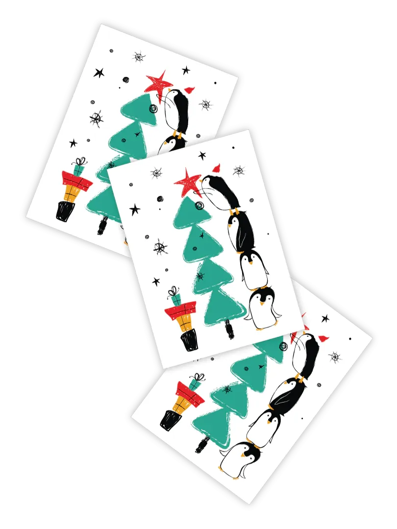 Ducky Street Penguin Tree Temporary Tattoos