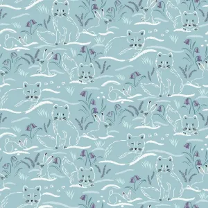 Lewis & Irene Arctic Adventure - Haring Around Arctic (metallic) - 100% Cotton Fabric