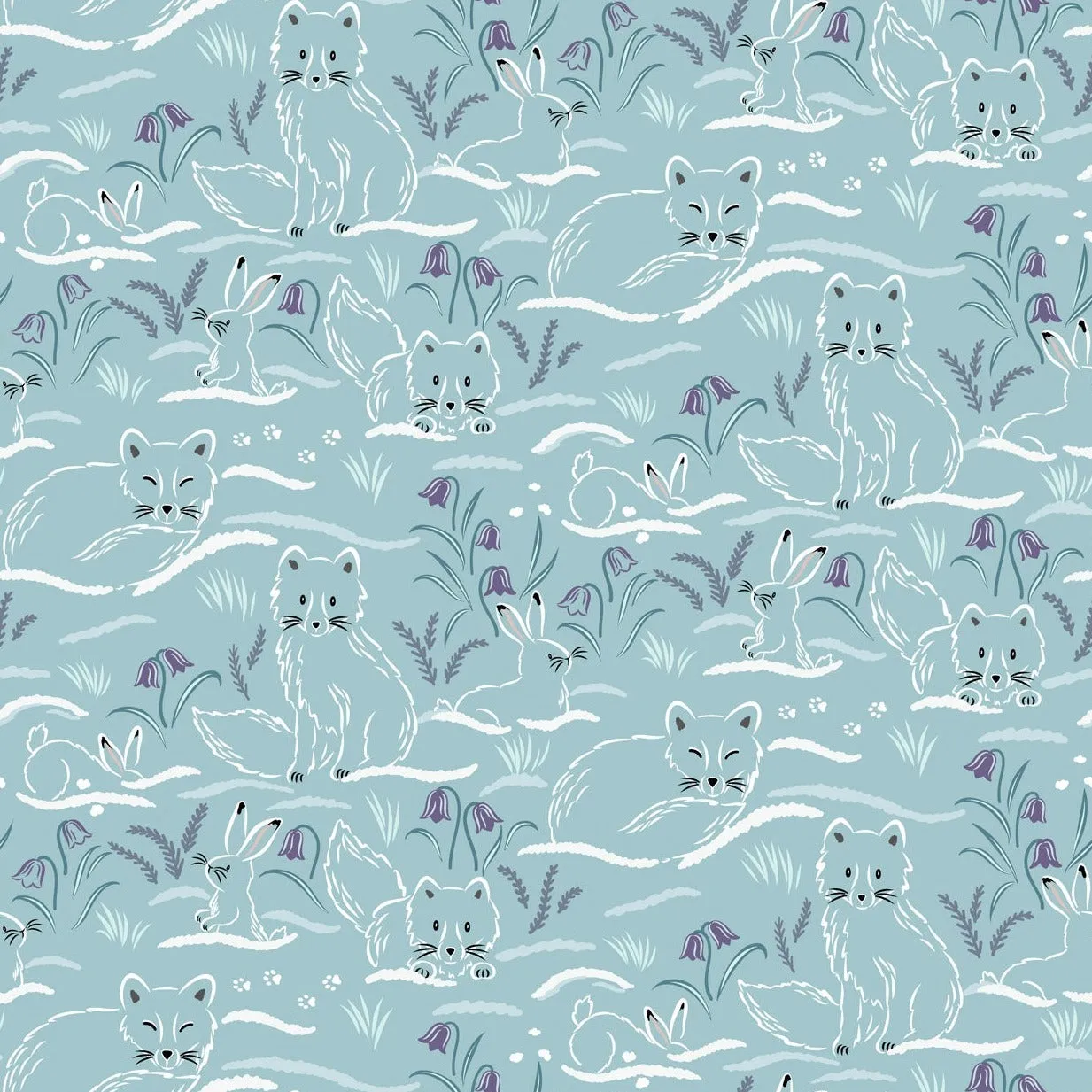 Lewis & Irene Arctic Adventure - Haring Around Arctic (metallic) - 100% Cotton Fabric