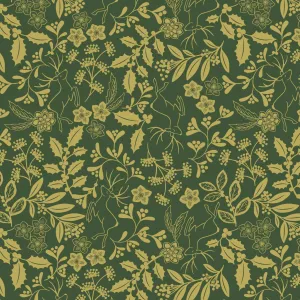 Lewis & Irene Noel - Dashing Deer Green (metallic) - 100% Cotton Fabric