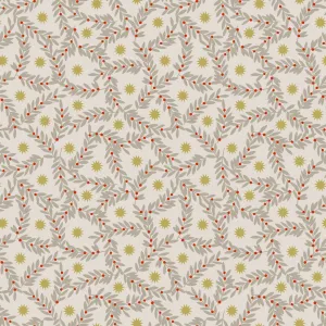 Lewis & Irene Noel - Star and Berries Natural (metallic) - 100% Cotton Fabric
