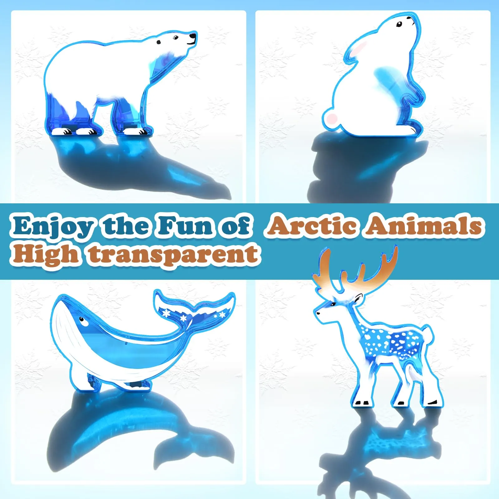 Magworld® Magnetic Tiles Arctic Animals Wintry Prints Winter Snow Toys for Ages 3-5 5-7 6-8 Magnet Building Blocks Kids Games Frozen Toys Gifts for 3 4 5 6 7 8   Years Old Girls Boys
