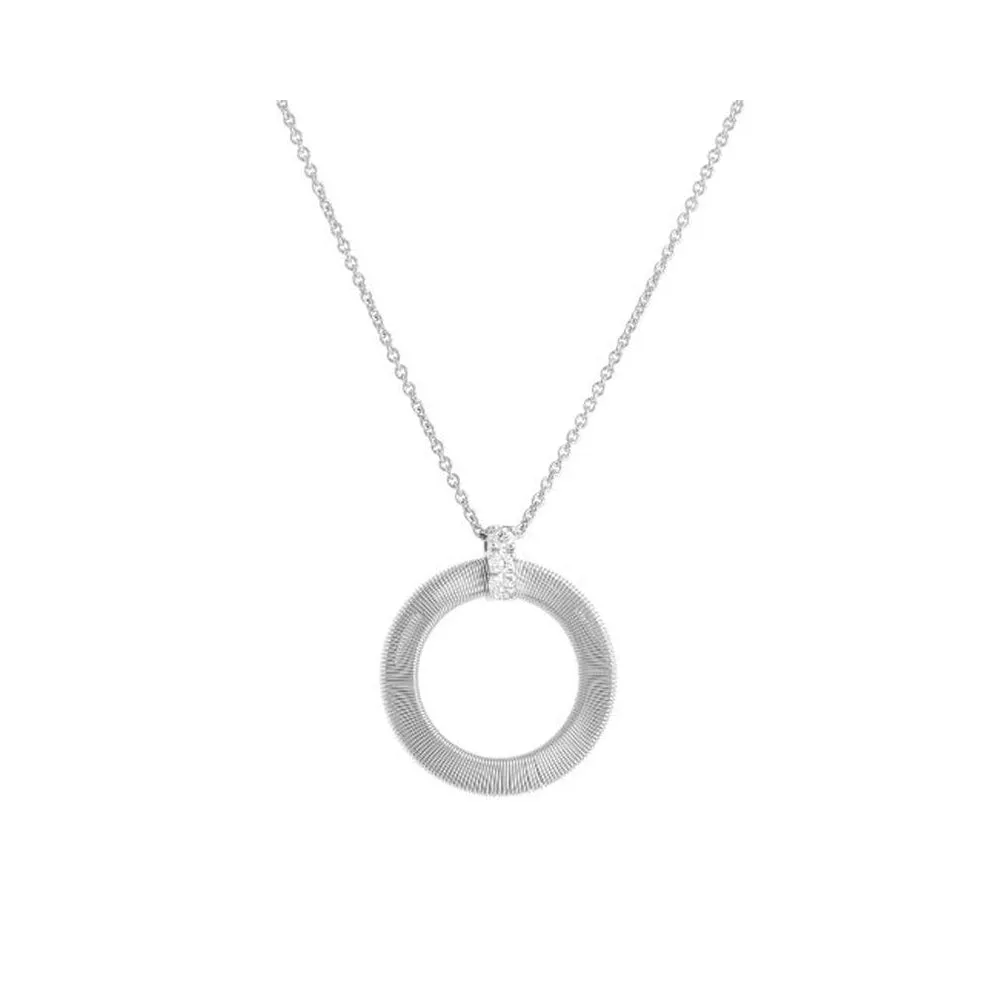 Masai Circle Pendant - White Gold & Diamonds - CG797-B-W