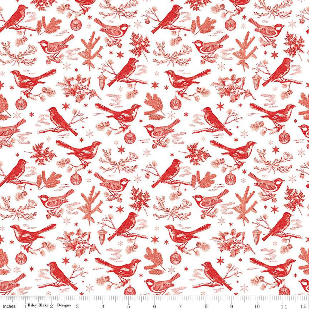 Peace on Earth White Birds Fabric