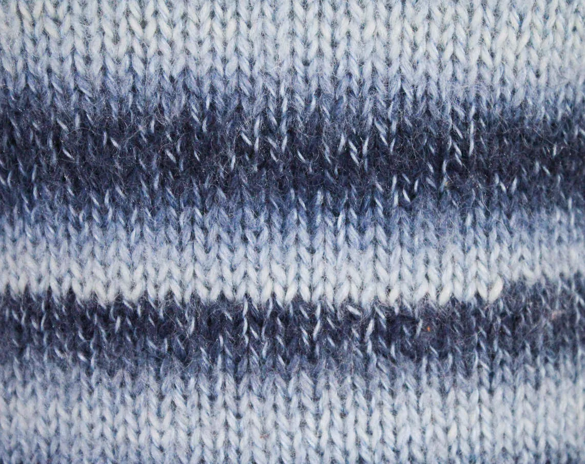 Size 4 Pullover - 1980s Hazy Blue Striped Sweater - Small Long Sleeved 80s Acrylic Knit Top - Spring & Fall Frosty Wintry Colors - Bust 33